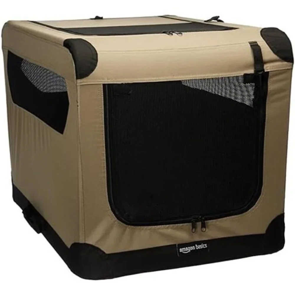 2-Door Portable Soft-Sided Folding Soft Dog Travel Crate Kennel, Medium